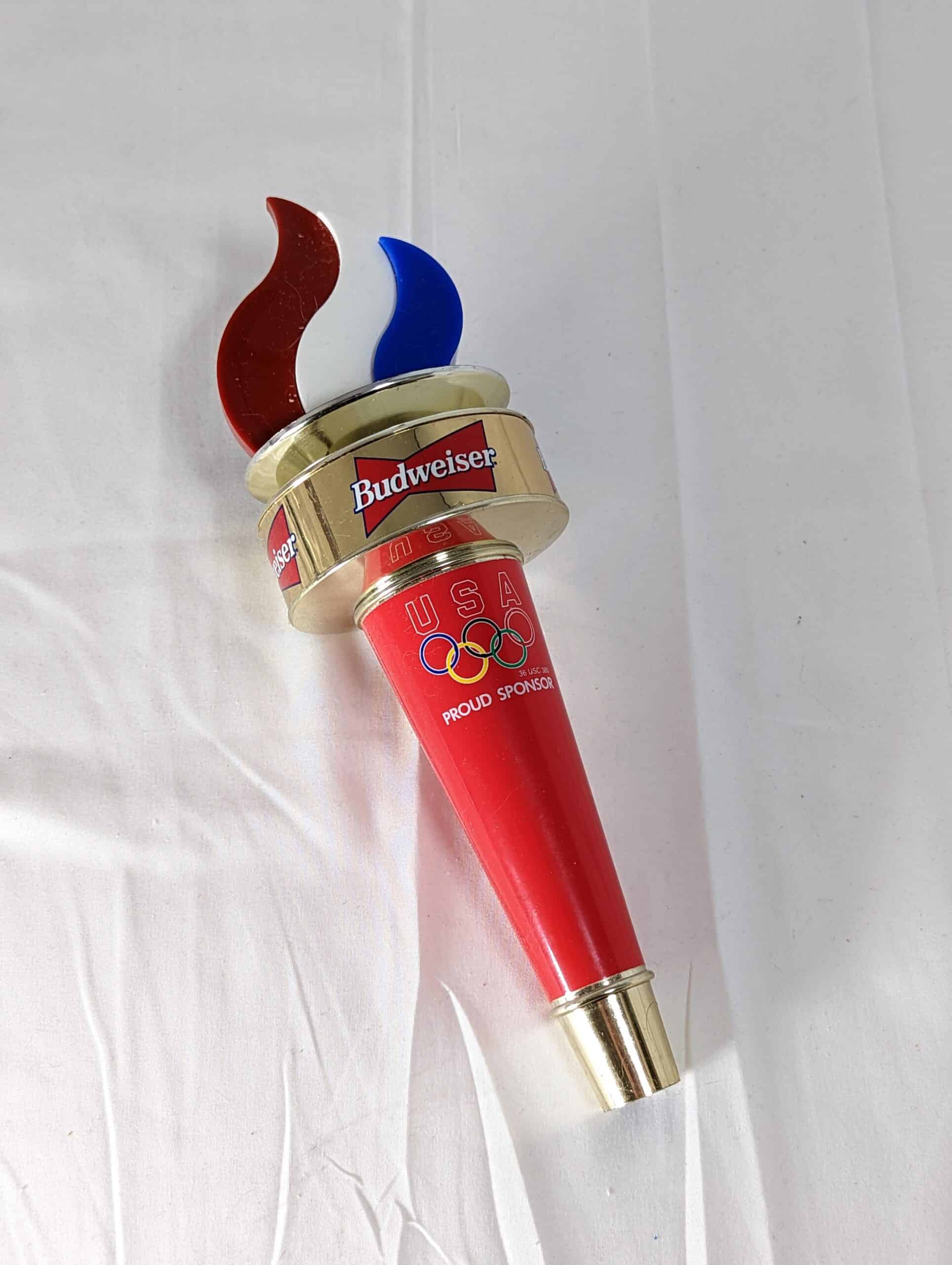 Vintage Budweiser Olympic Torch Tap Handle - RainTaps - Umbrellas